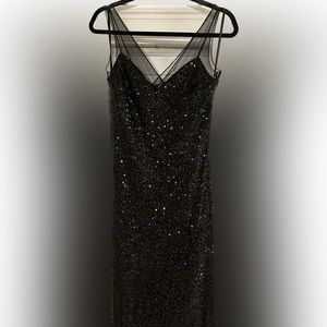 Ralph lauren evening black sequin gown